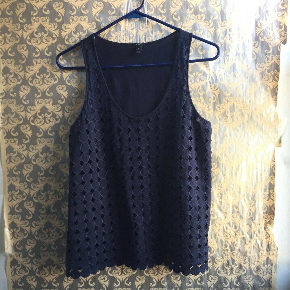J Crew Navy Blue Circle Eyelet Tank Top - Size S